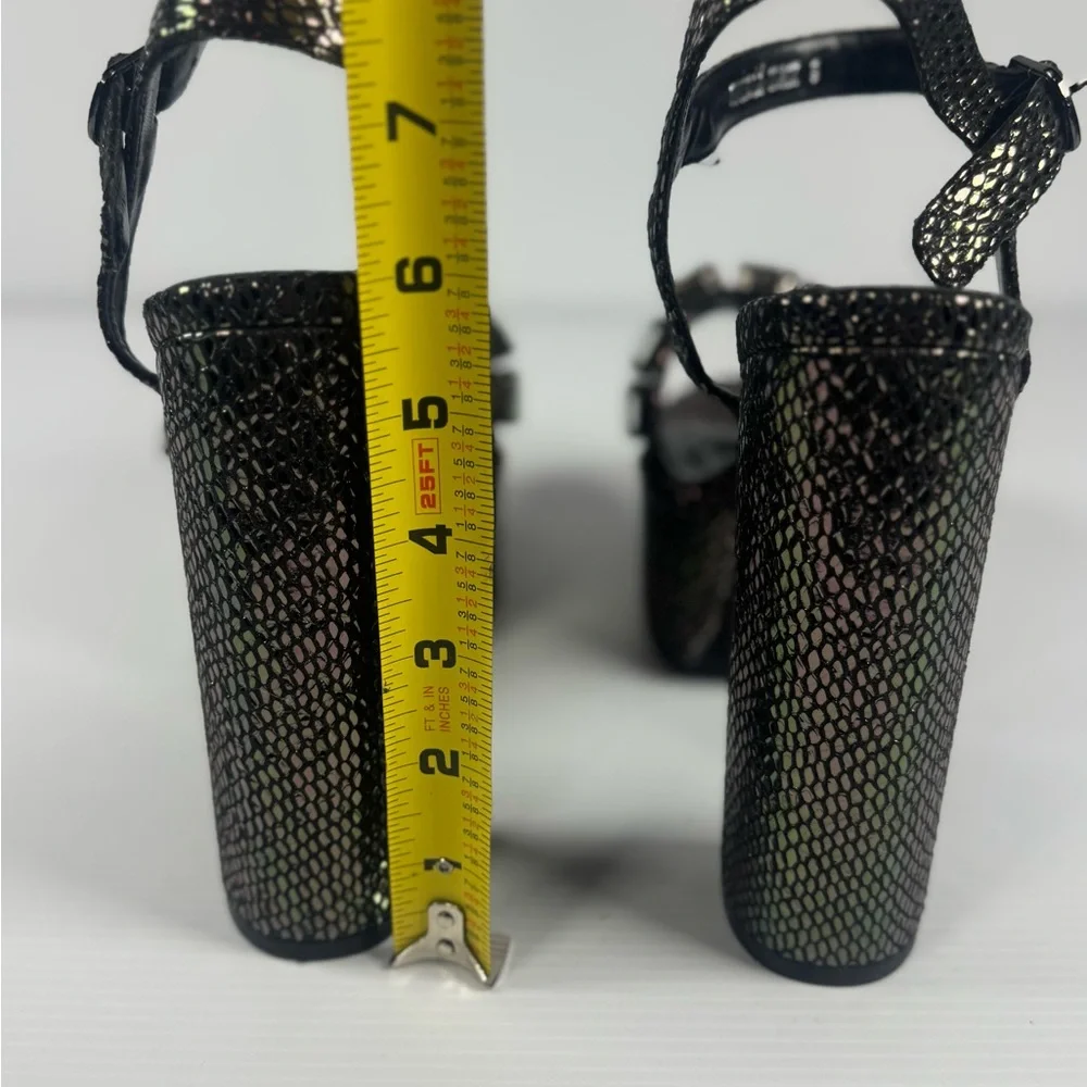 Azalea Wang Kamilla Platform Heels Black Crystal Chunky Heel Size 6-9 NIB